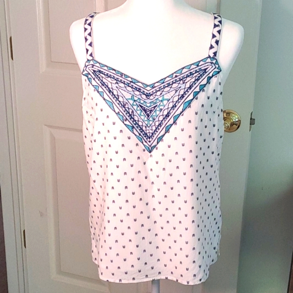 Skies Are Blue Embroidered Camisole Top Anthropologie Large